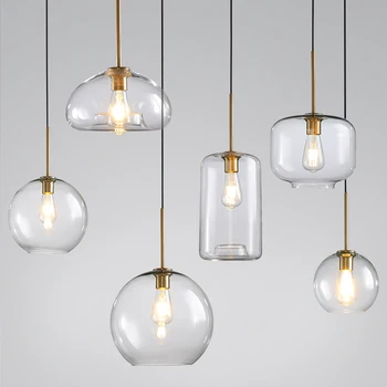 LED Modern hanging loft Glass lustre Pendant Light