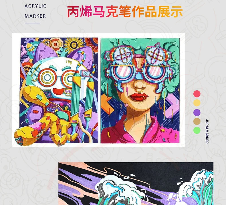 JUPAI Colors Acrylic Paint Pens, Large capacity 5g Water-based Ink Permanent Markers for Drawing Manga Arts and Crafts Supplies