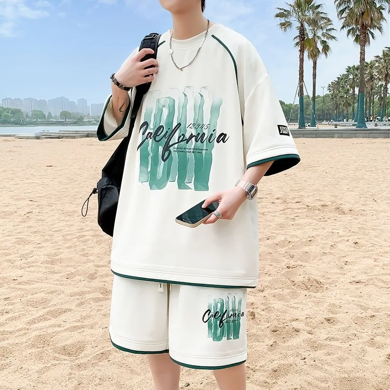 

2024 Summer Men's 3D Printed Set Sleeves T-Shirt+Shorts Suit Tracksuits Men Harajuku Streetwear Casual Outfit Set