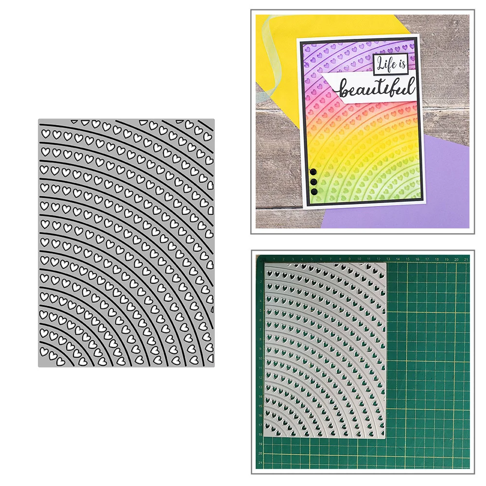 Rainbow Hearts Panel Metal Cutting Dies For Diy Scrapbook Album Paper Card Decoration Crafts Goffratura 2023 New Dies