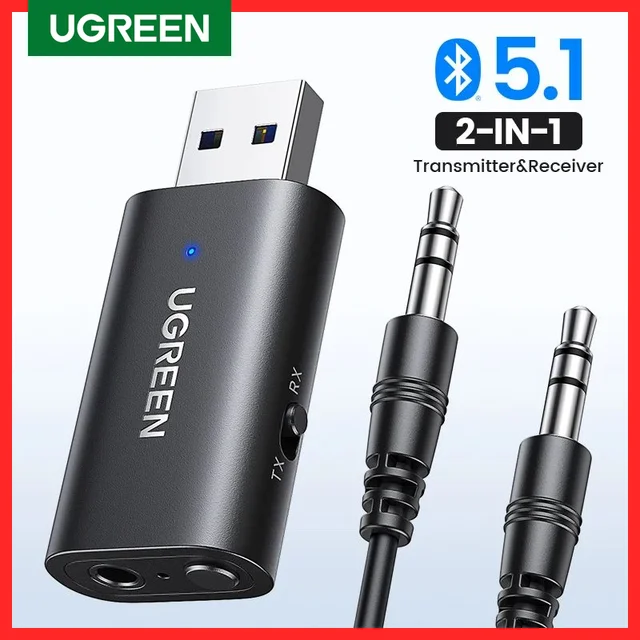 UGREEN Bluetooth Receiver Transmitter 2 in 1 Bluetooth 5.1 Adapter Wireless Car Receiver Aux for Car Stereo Speaker 3.5mm Jack