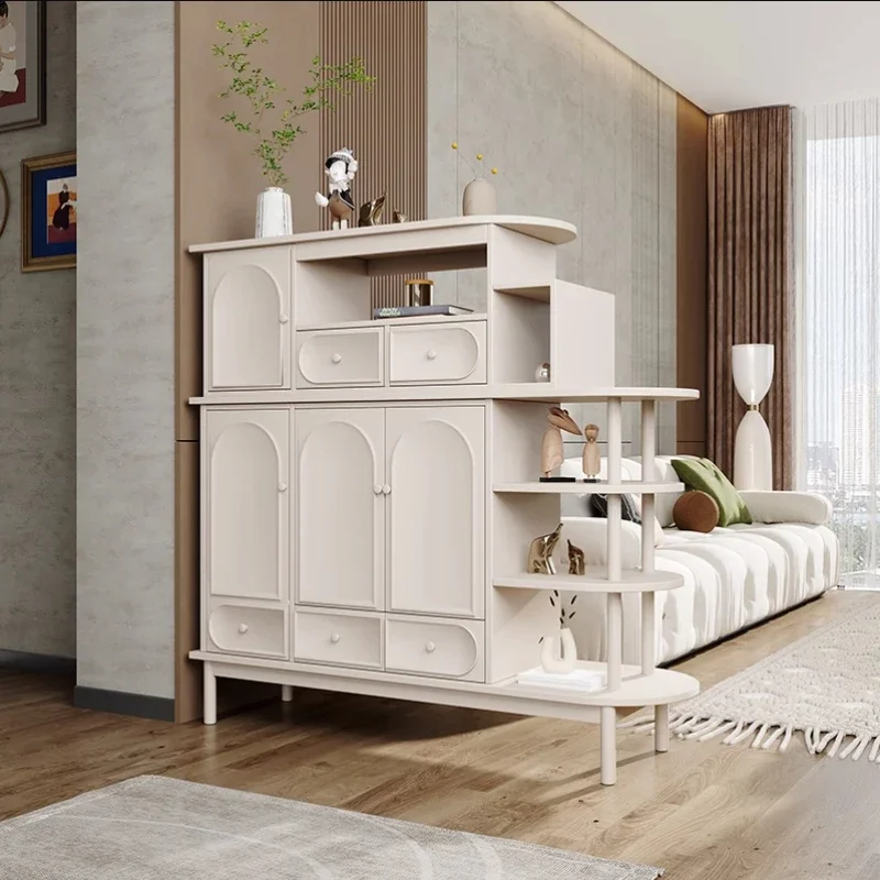 

Style Hallway Entry Hall Curio Cabinet Cream Color Entrance Cabinet Living Room Entrance Double-Sided Screen Two-Side Cabinet