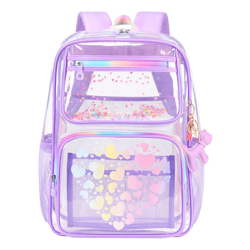 Transparent Bapa Faionable Cartoon School Bag for Elementary And High School Students M Fem Students Dual oulde... 5