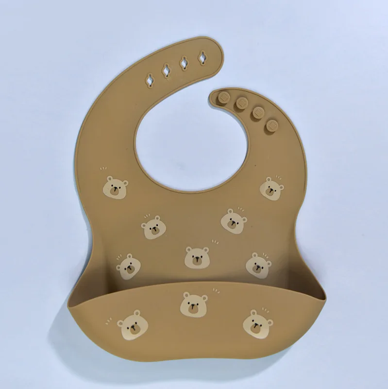 shake baby's hand Waterproof Soft Silicone Baby Bibs Cute Printed Fruit Animal Kids Bibs For Newborns Adjustable Baby Boy Girls Baby Feeding Stuff cute baby accessories