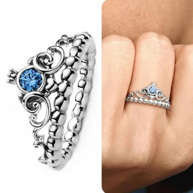 Brand new 925 silver Mickey Mouse and Minnie Mouse women's rings are suitable for women's fashion and exquisite ring jewelry 3