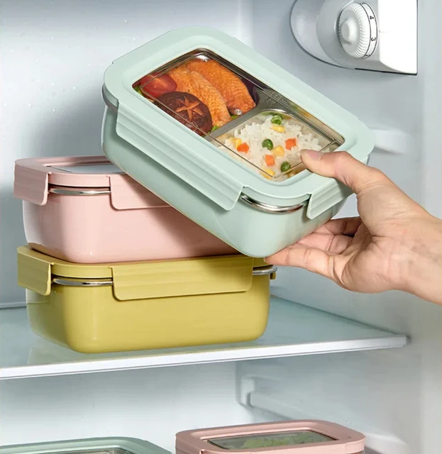 Bento box de acero inoxidable con divisiones WORTHBUY: 304 Portable | Emoape
