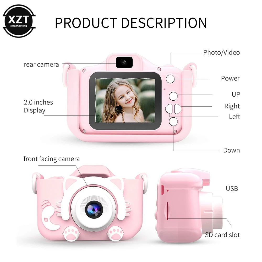 

Mini Kids Digital Camera Can Take Pictures Children's Toys HD Front and Rear Double Camera For Boy Girl Best Gift