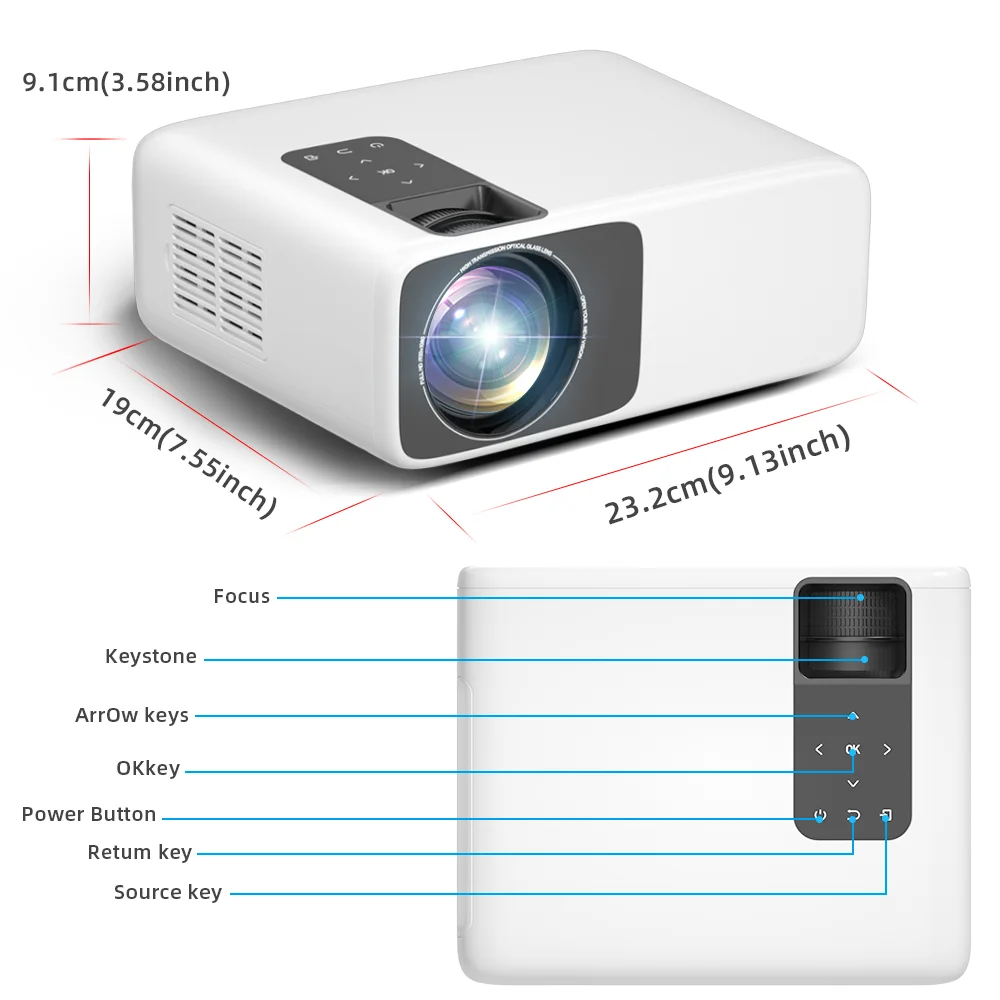 ThundeaL Projector TD93Pro Full HD Video 1080P Android WiFi Projector Home Media Player