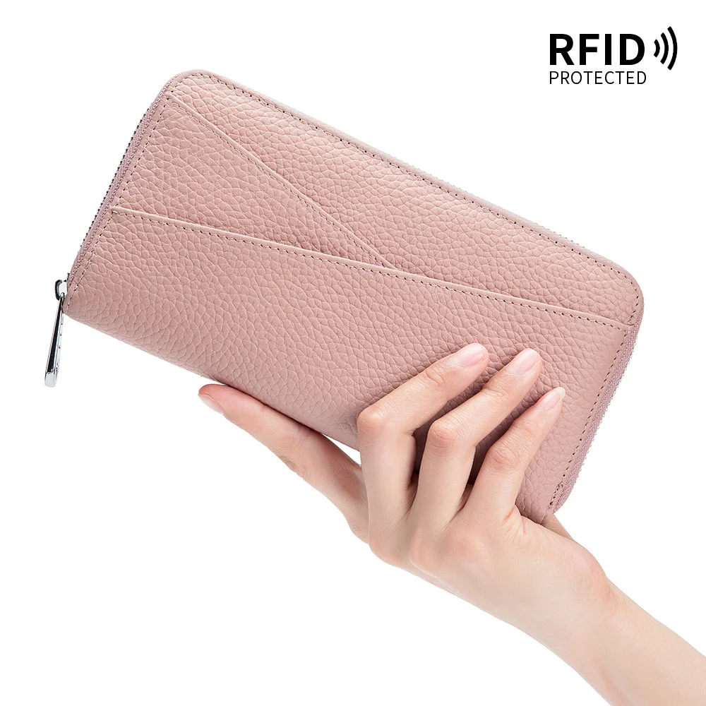 

Japanese Style Purse Cow Leather Long Wallet Women's Large Capacity RFID Top Layer Card Bag Fashion Hand Bag Mobile Phone Bag
