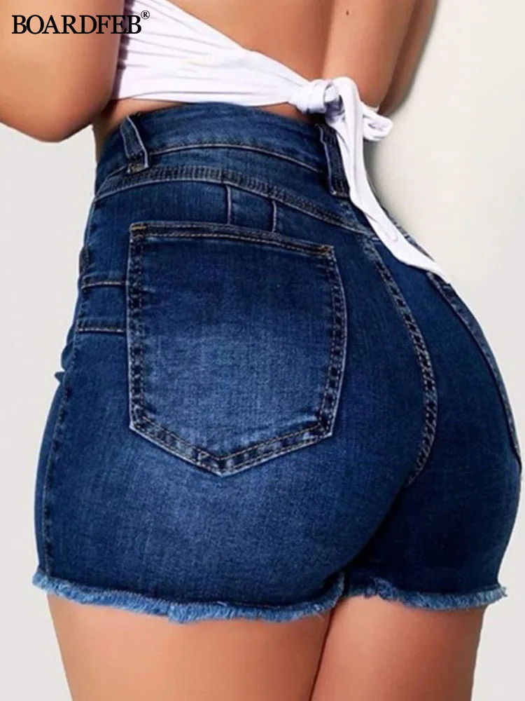 

Women Broken Denim Shorts Ladies Casual High Waist Stretch Hole Ripped Jeans Short Pants Female Summer Hotpant Slim Fit Shorts