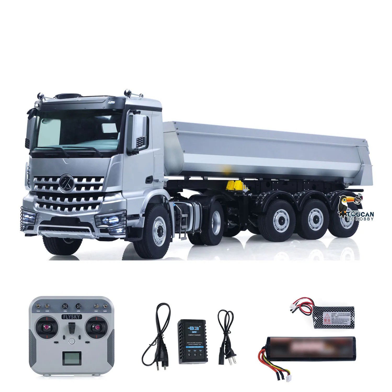Camion RC Tracteur Kabolite 5801 1/14 4x4 électrique 3 Essieux - Neuf Avec Remorque