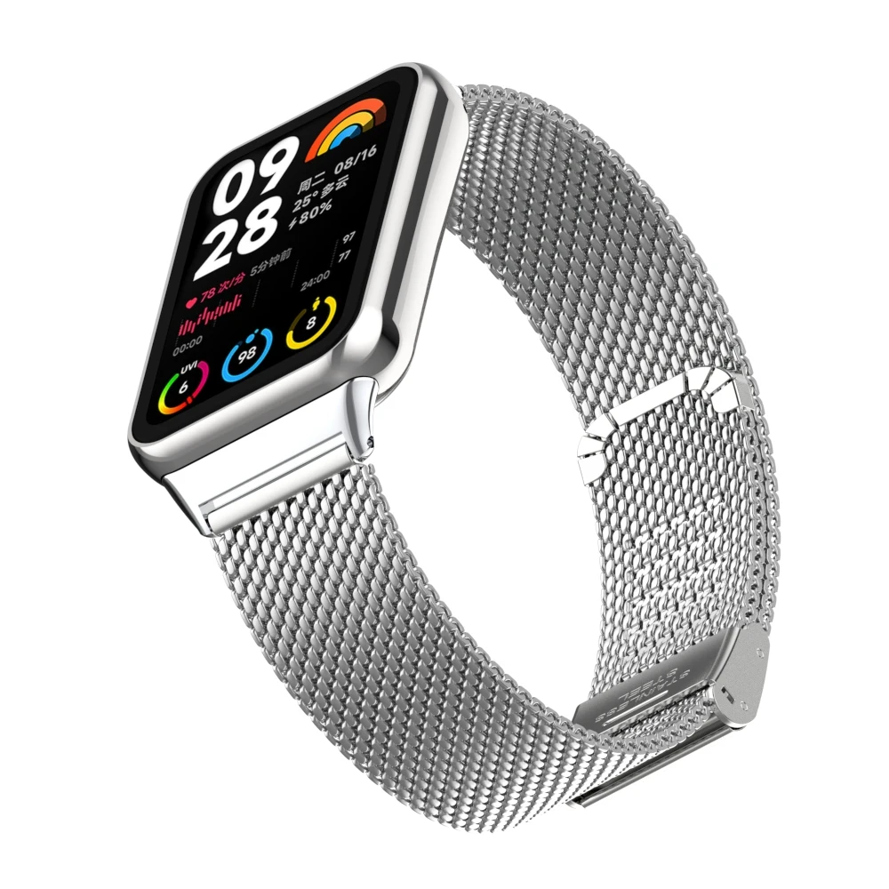 Breathable Stainless Steel Mesh Strap with Adjustable Buckle