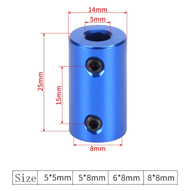 3D 프린터 부품 샤프트 커플러 스텝퍼 모터, D14 L25 알루미늄 유연한 커플링 보어, 5mm, 8mm, 2 개