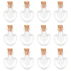 12 Pieces Mini Glass Bottle Cute Jars Vials with cork Wish Bottle glass vial pendant (Love Heart) 2