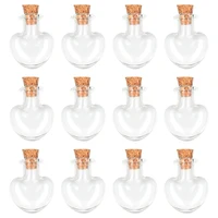 12 Pieces Mini Glass Bottle Cute Jars Vials with cork Wish Bottle glass vial pendant (Love Heart) 2
