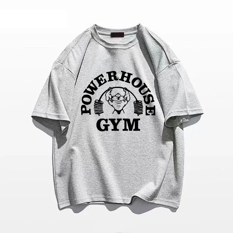 Powerhouse Gym Print T-Shirts Spring Summer Women Daily Casual Loose Cotton Clothing Harajuku Letter Appliques Women Tees 3