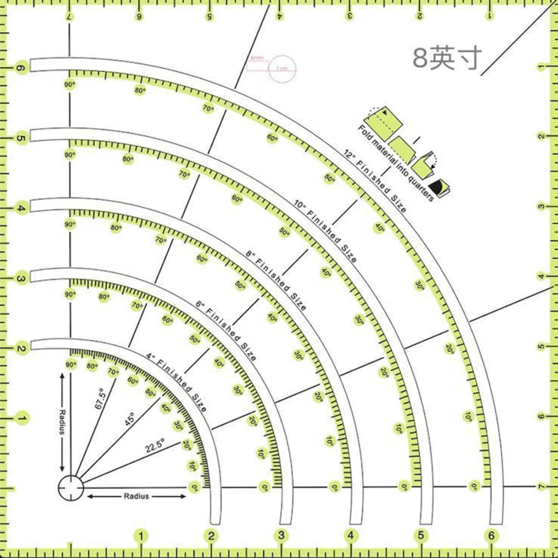 Multifunctional Patchwork Cloth Quilting Ruler Arcs and Fan Quilt Circle Cutter Ruler DIY Sewing Craft Tools