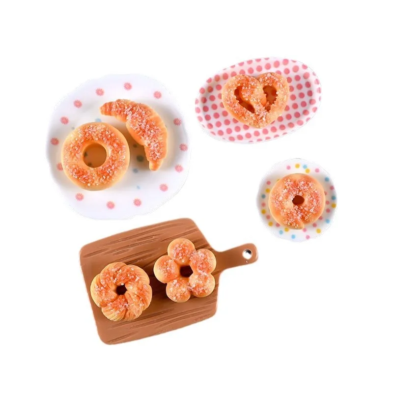 20Pcs 미니 귀여운 비스킷 빵 플랫 백 수지 카보 숑 Scrapbooking 전화 장식 공예 DIY 인형 집 액세서리