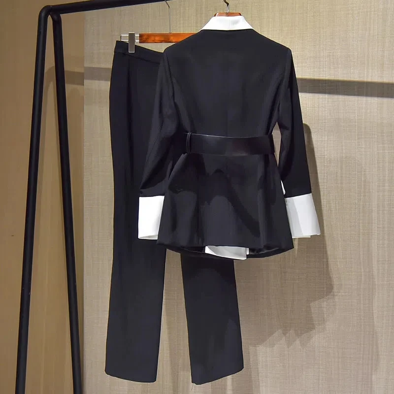 Plus-size women's suit suit women fall 2022 new fashion temperament goddess Fan slimming two-piece set shipped within 15 days