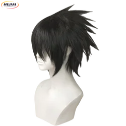 Premium Sasuke Uchiha Cosplay Wig - Heat Resistant Black Synthetic Hair with Wig Cap - One Size