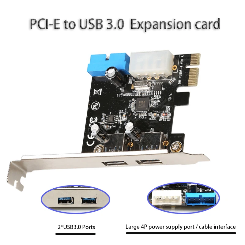 

USB3.0 концентратор VL805 чип 20-контактный разъем удлинитель PCIe преобразователь PCIE на USB3.0 расширительную карту преобразователь большой порт источника питания 4P