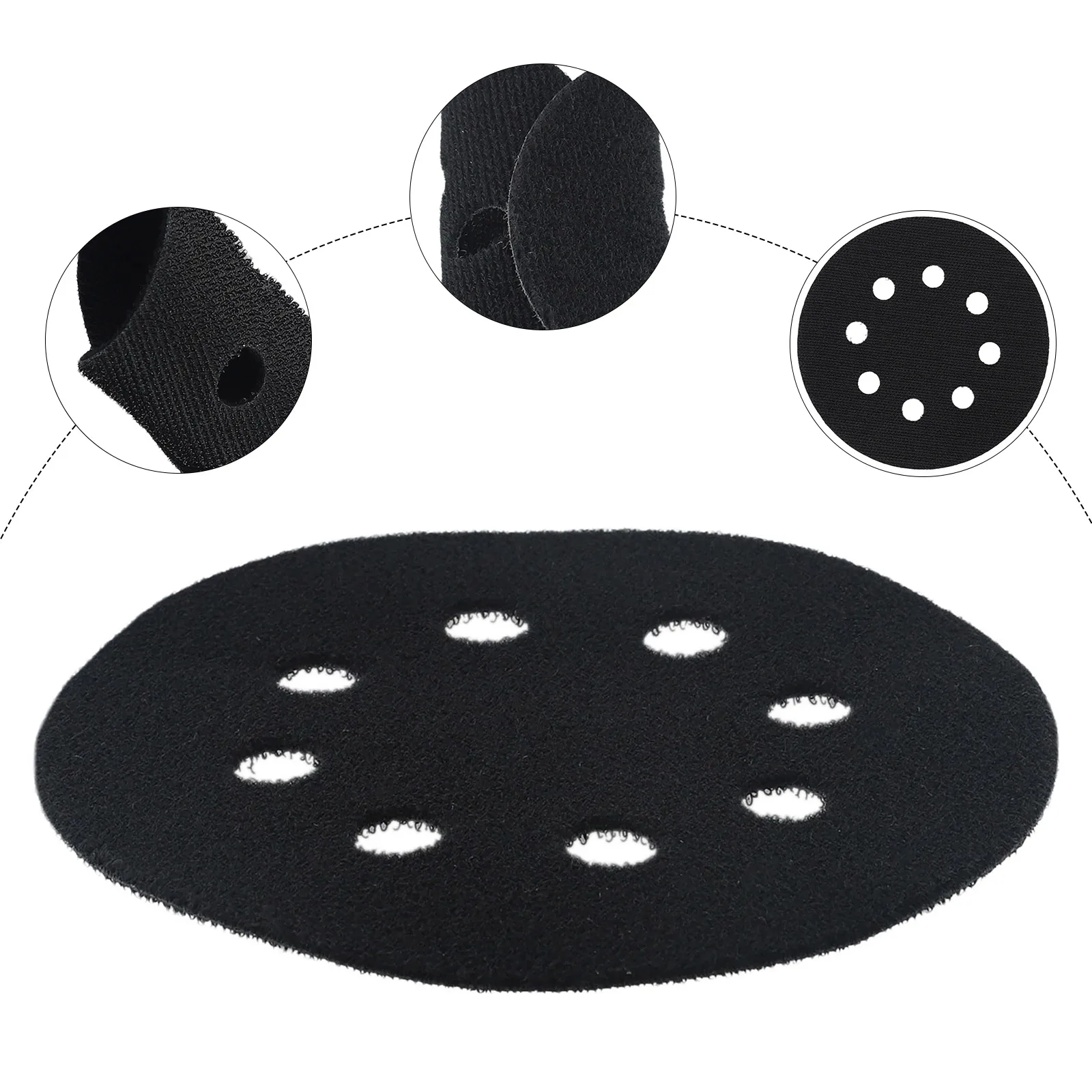 

1pc 5 Inch 8-Hole Ultra-Thin Flocking Surface Protection Interface Pad 3mm Thick For Sanding Pad Sponge Power Tool Accessories