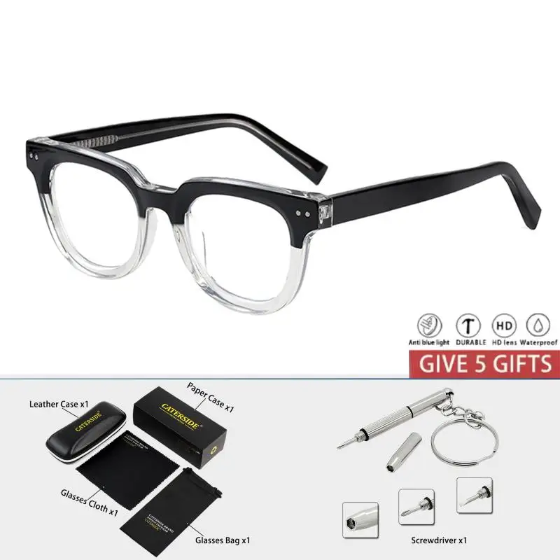 CATERSIDE Mode Männer Runde Brille Rahmen Kleine Rahmen Optische Gläser für Frauen Tägliche Lesen Anti Blaues Licht Brillen – Detail 12
