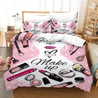 Ensemble de literie de luxe pour fille, style cosmétique nordique, parfum, housse de couette 200x200, linge de lit rose, sans drap 3
