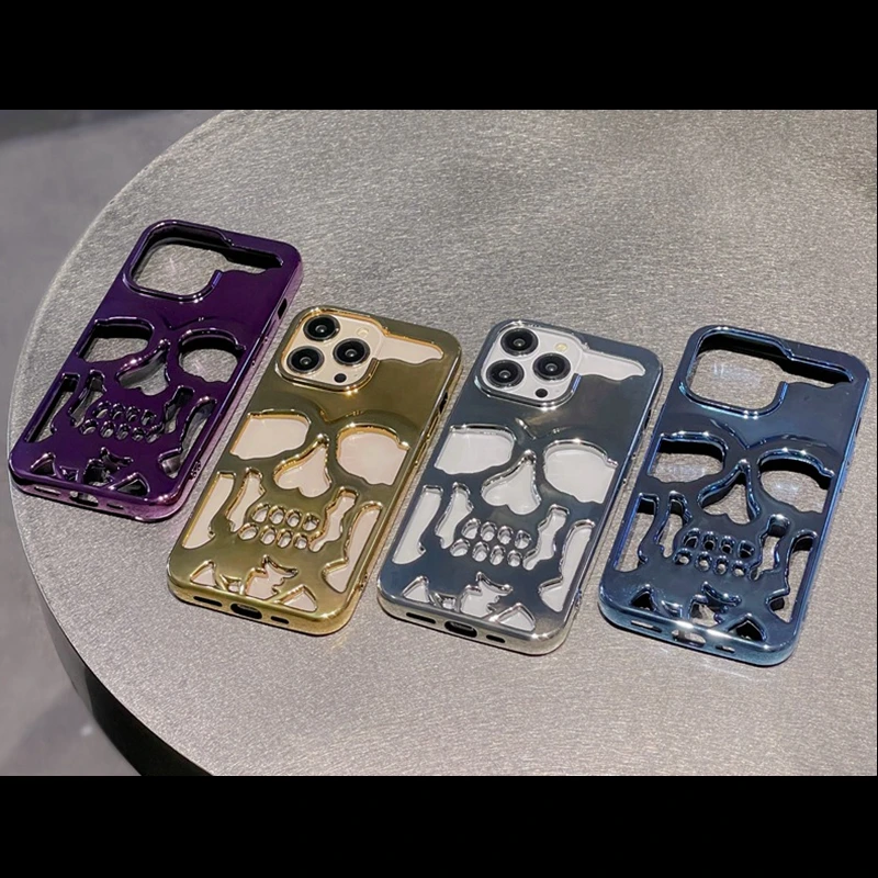 Hollow Skull TPU Soft Bumper Plating Phone Case