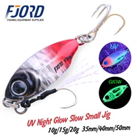 FJORD 10 גרם 15 גרם 20 גרם Jig Hard Lure Micro Sea Slow Sinking Shore Casting Metal Jig UV Night Glow Bait Flattening Fishing Accessories 1