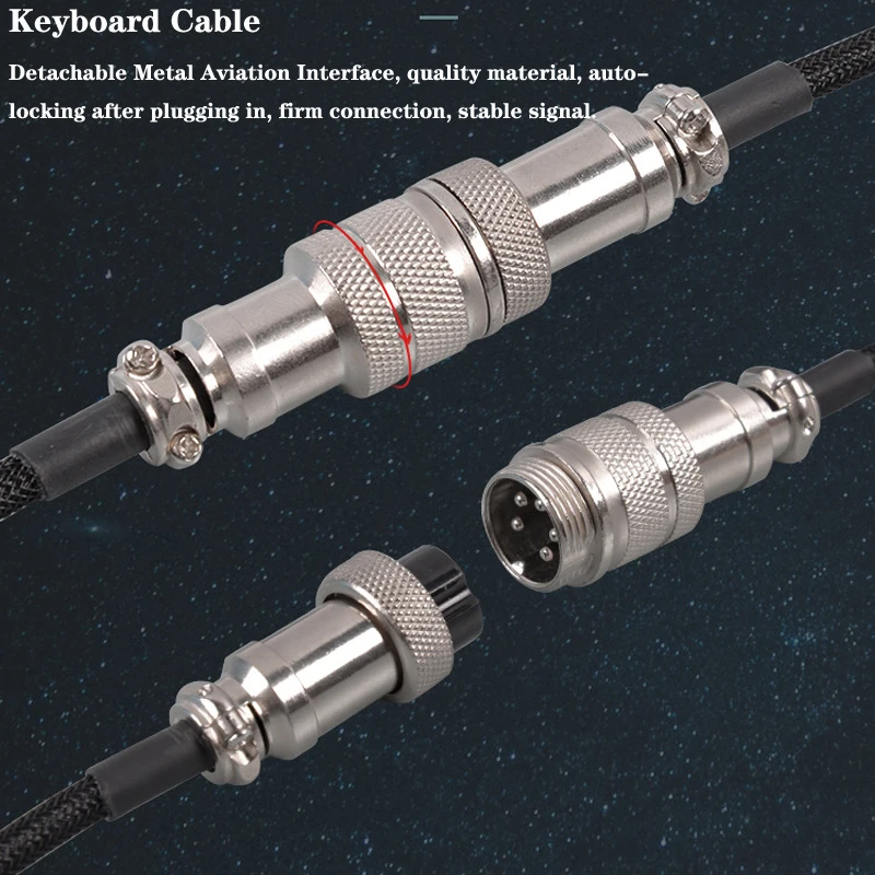 Usb tipo c Teclado Mecânico Cabo Enrolado Nylon Espiral Transferência de Data Aviador Desktop Computador Aviação Conector - Imagem 4