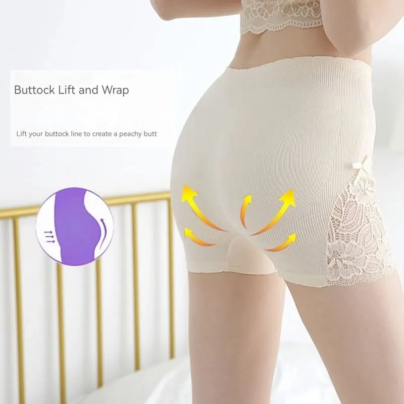 Women safety pants High-Waisted Lace To Lift The Buttocks Breathable Women's Safety Pants Belly Lifting Buttocks Anti-Wandering Bottoming Shorts