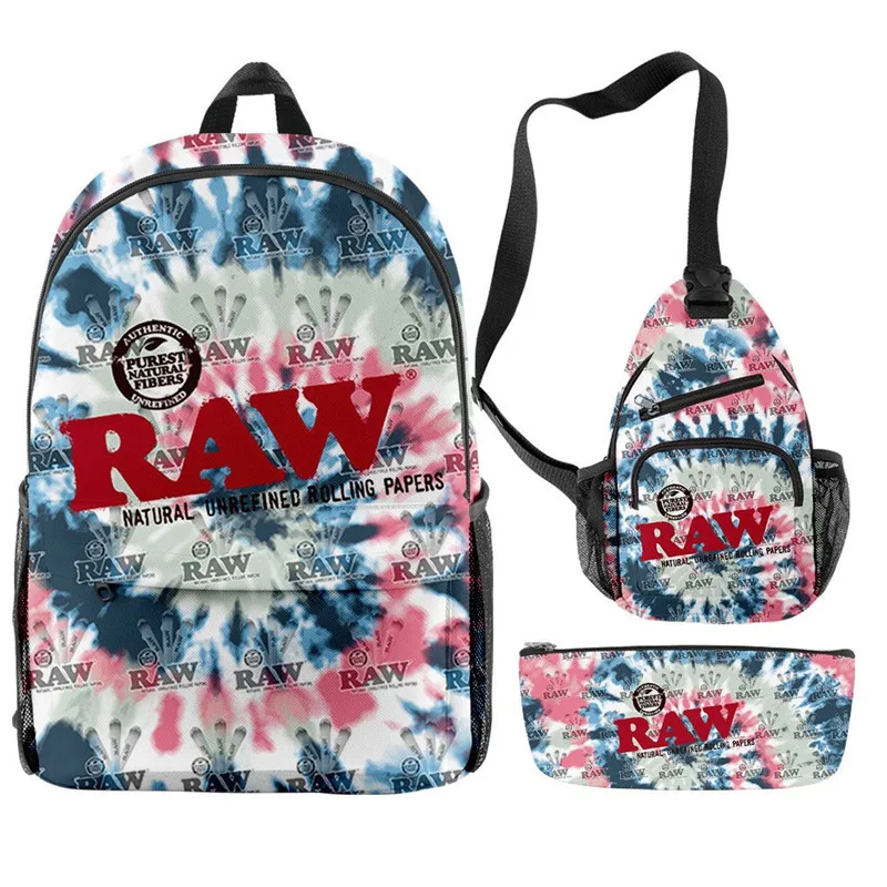 Creative Fashion Funny Raw Cigar 3D Print 3pcs/Set pupil School Bags Trendy Travel Laptop Backpack Chest Bag Pencil Case
