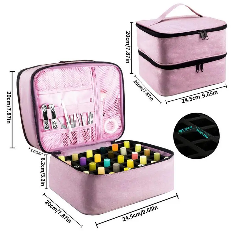 Nail Polish Storage Bag Double-Layered Large Capacity Cosmetic Bag For 30  Bottles Of Nail Polish For Fingernail Dryer Suitcase - AliExpress