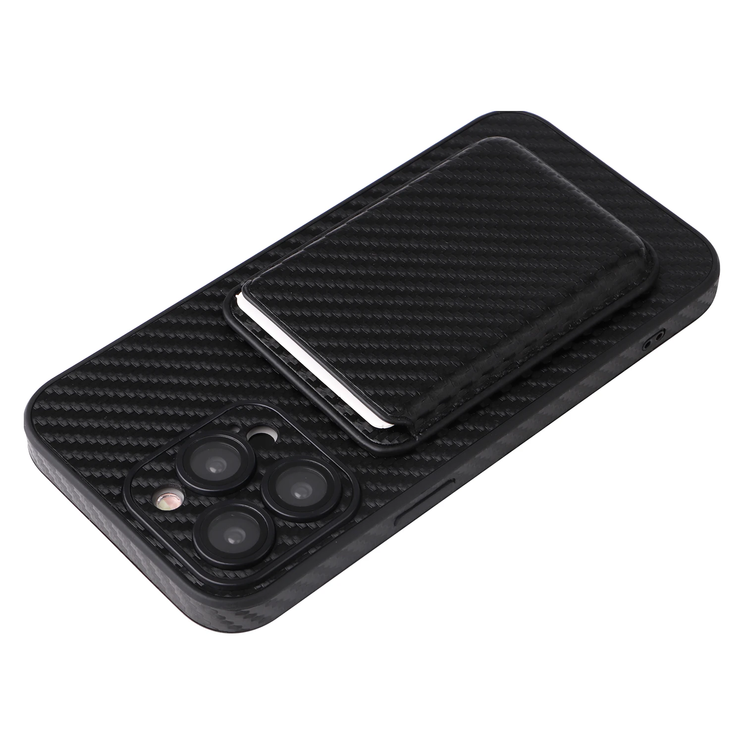 2-in-1 High-end Carbon Fiber Leather Magnetic Phone Case for Iphone 13 14 15 Pro Max Lens Protection Film Strong MagSafe Cover