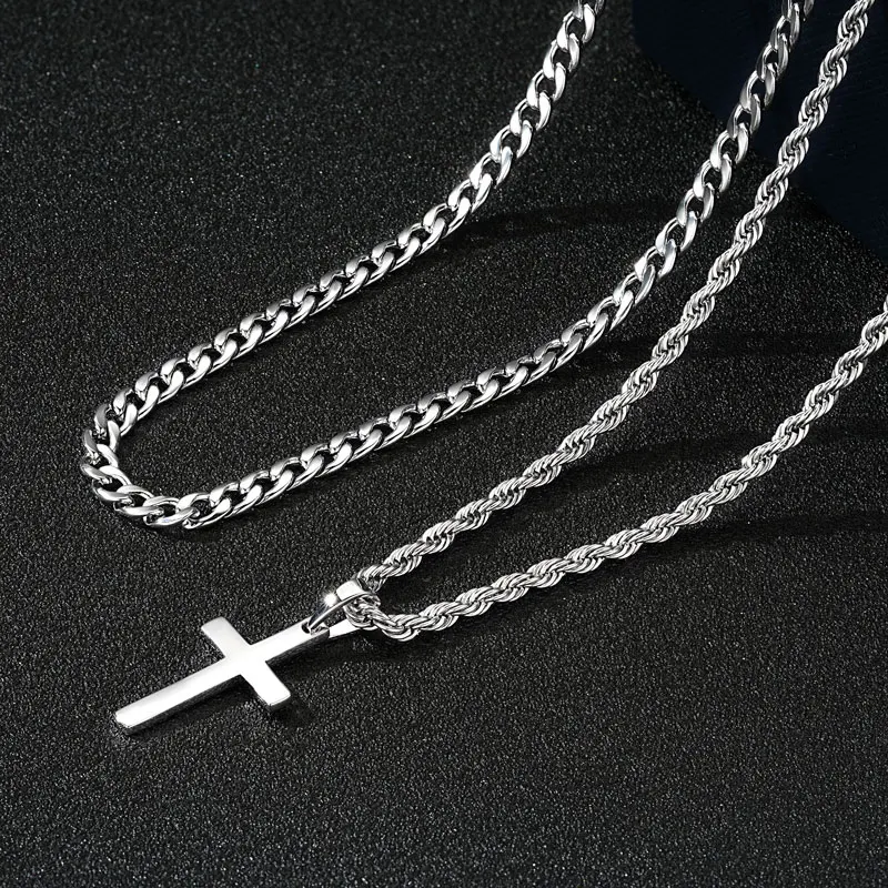 Sterling Cross Double Layered Necklace 4