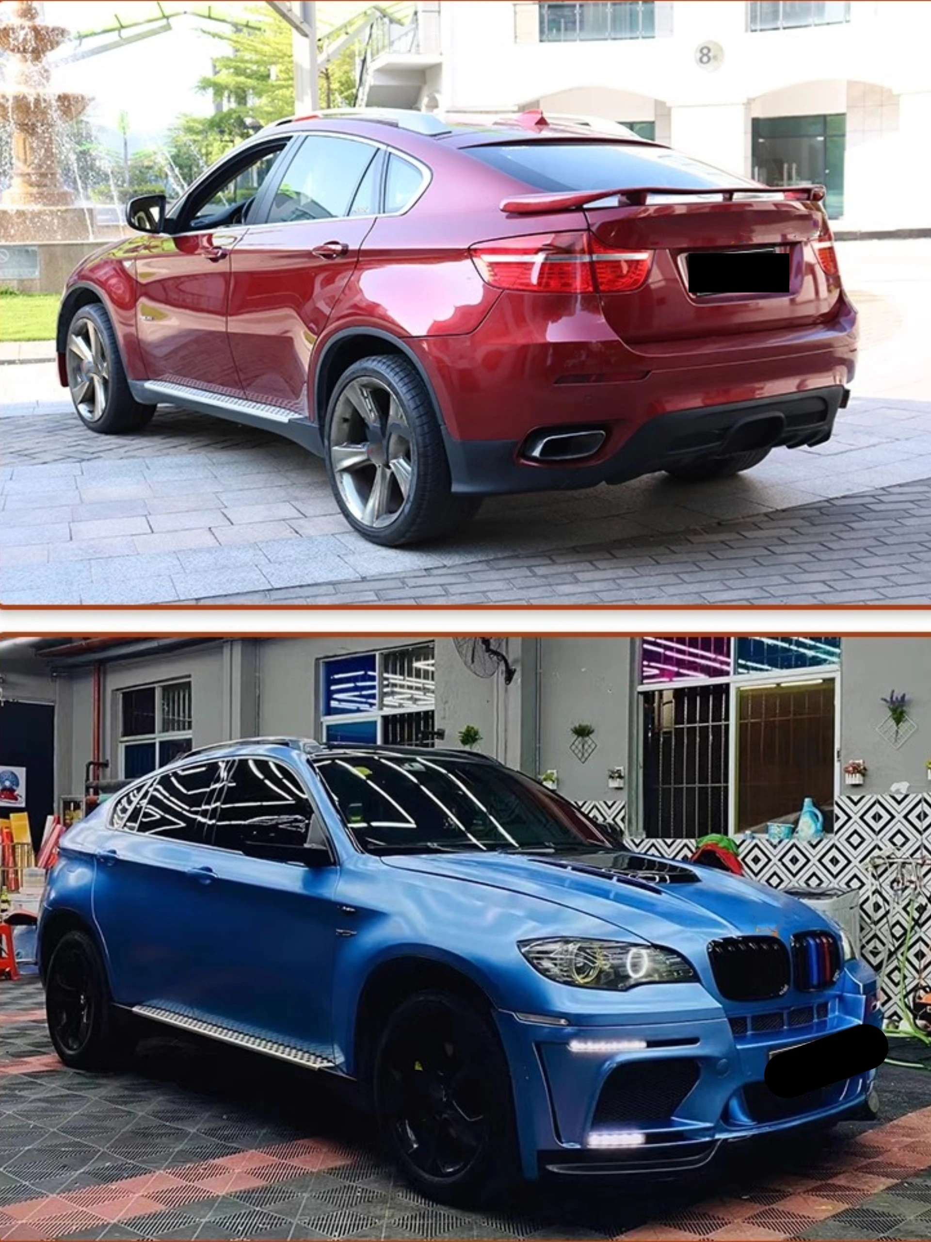 Griglie Paraurti Anteriore BMW X5 E70 X6 E71 - Nero Opaco Stile Single Line