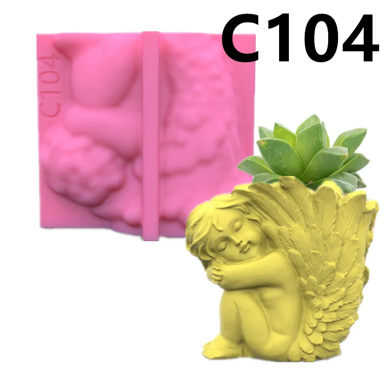 

NEWS Silicone Molds Little Angel Silica Gel Mould Succulent Plant Pot Home Decor DIY Cactus Plaster Clay Resin Craft C104