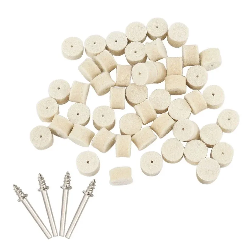 50pcs Wool Felt Buffing Wheel Polishing Pad Polishing Tools Grinding Tool Accessories For Cleaning And Polishing Ferrous Metals 100 pcs cashmere polishing buffing wheel kit set wool felt cotton mounted polishing wheel rotary buffing tools accessories