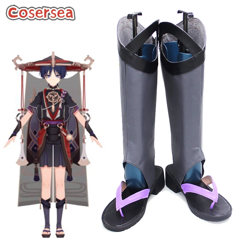 

Cosersea Game Genshin Impact Scaramouche Cosplay Shoes Female Or Male Flat Gray Sandal Women Boot Halloween