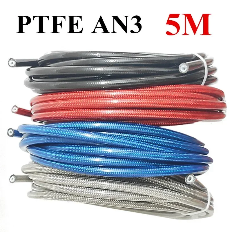 5M AN3 Motorcycle Braided Stainless Steel Nylon Brake Line Hose Fluid Hydraulic Hose Ptfe Brake Line Gas Oil Fuel Tube Pipe