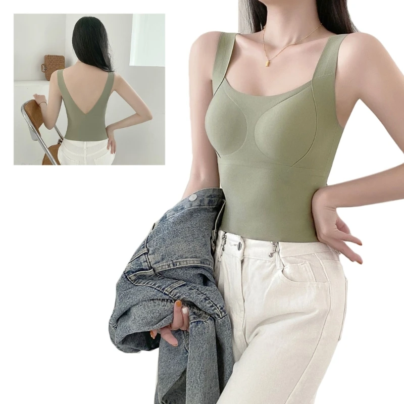 

Womens Summer Vest Tops Sleeveless Bustier with Pads Elastic Vest Crop Tops