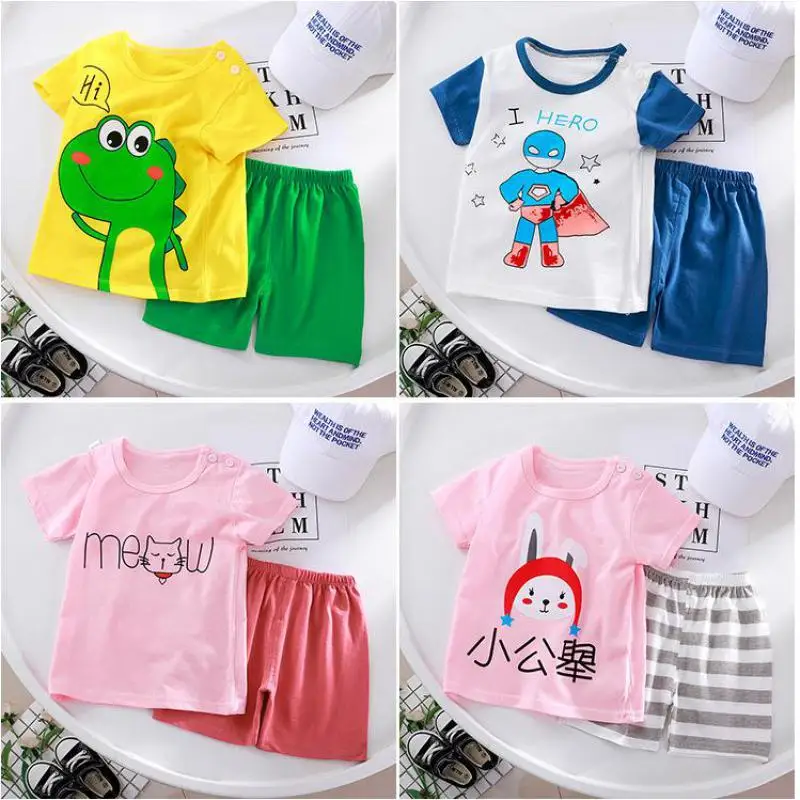 

2022 Summer Boutique Clothing Set Kids Baby 2-piece Outfit Set Short Sleeve T-shirt Top+shorts Set For Children Boys Girls 9M-6Y