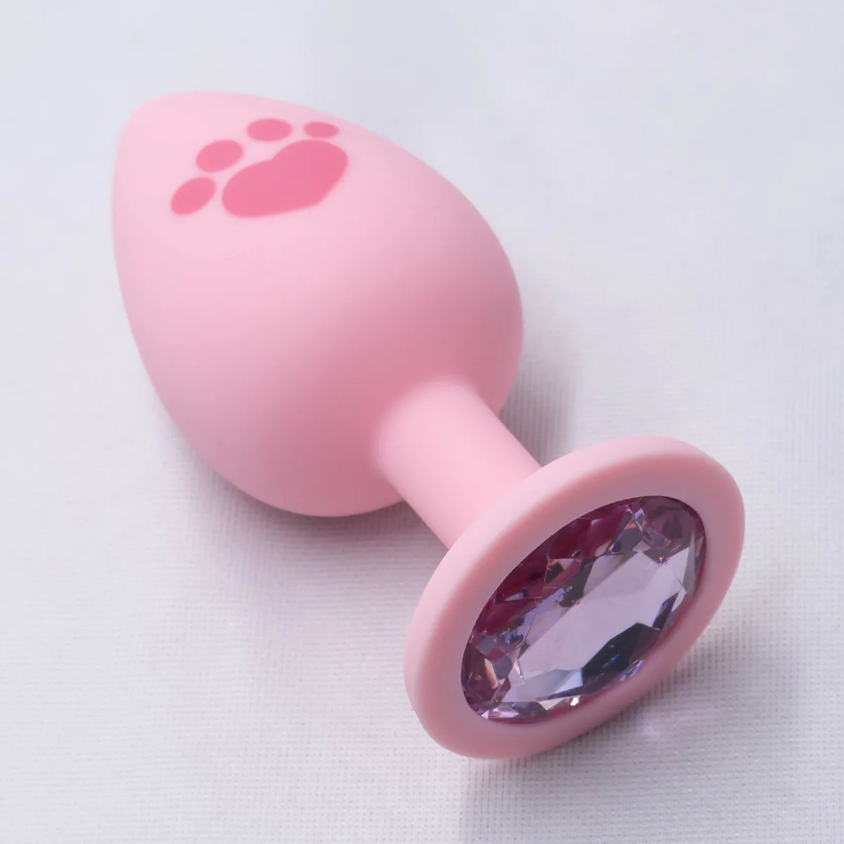 HeartCaptor Silicone Anal Plug Set 4 Sizes Cat Paw Crystal Base Pink - Details 13