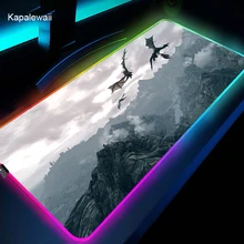 Rgb o ancião scrolls v skyrim mouse grande teclado do computador portátil acessórios de jogos mesa led tapete borracha csgo mousepad
