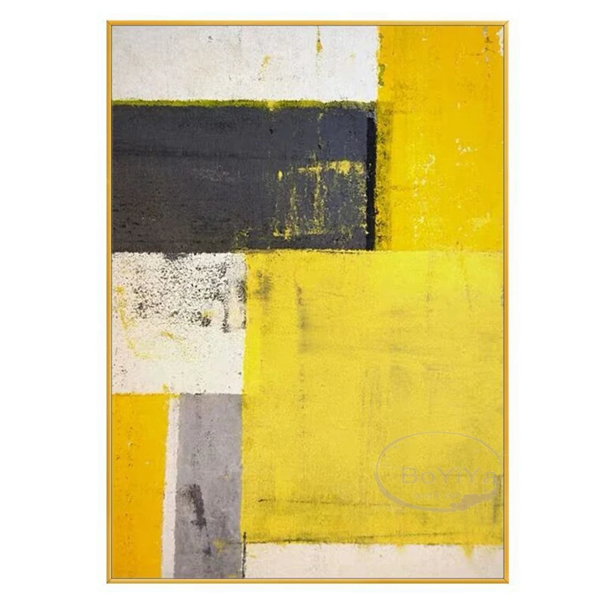 

Nordic Design Abstract Yellow Poster Interior Decor Handmade Oil Painting On Canvas Texture Pictures For Living Room Bedroom