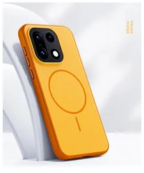 Magnetic Wireless Charging Hard Silicone Protective Phone Case for OnePlus 15T (Orange)