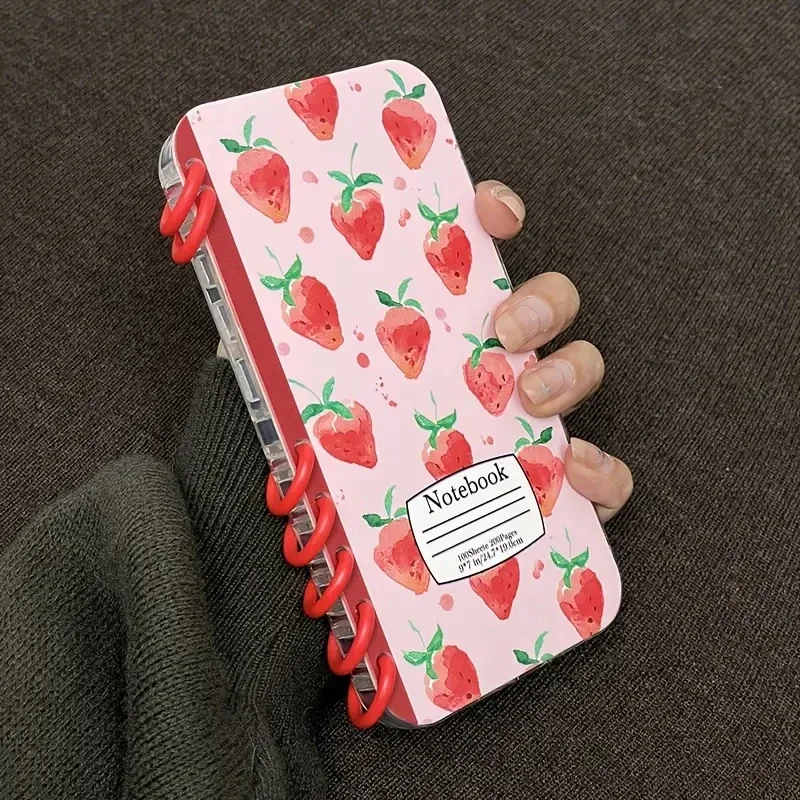 Charming Strawberry Flip Phone Case - Shockproof Coil Notebook Design Cover