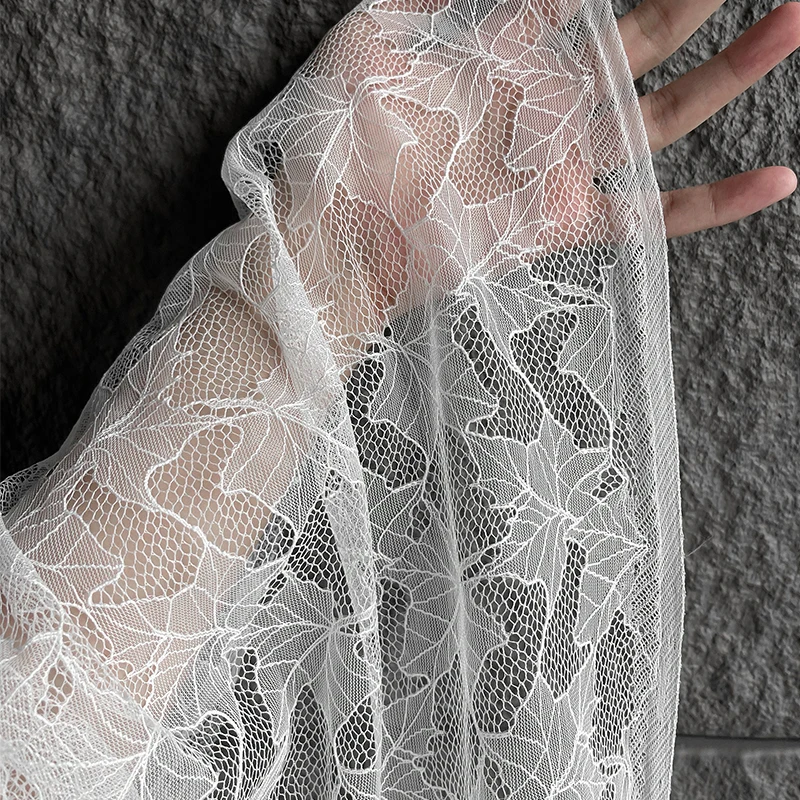 

White Maple Jacquard Diamond Cutout Mesh Fabric Lace Diy Sewing Accessories Wedding Dress Costume Designer Fabric Material Tulle