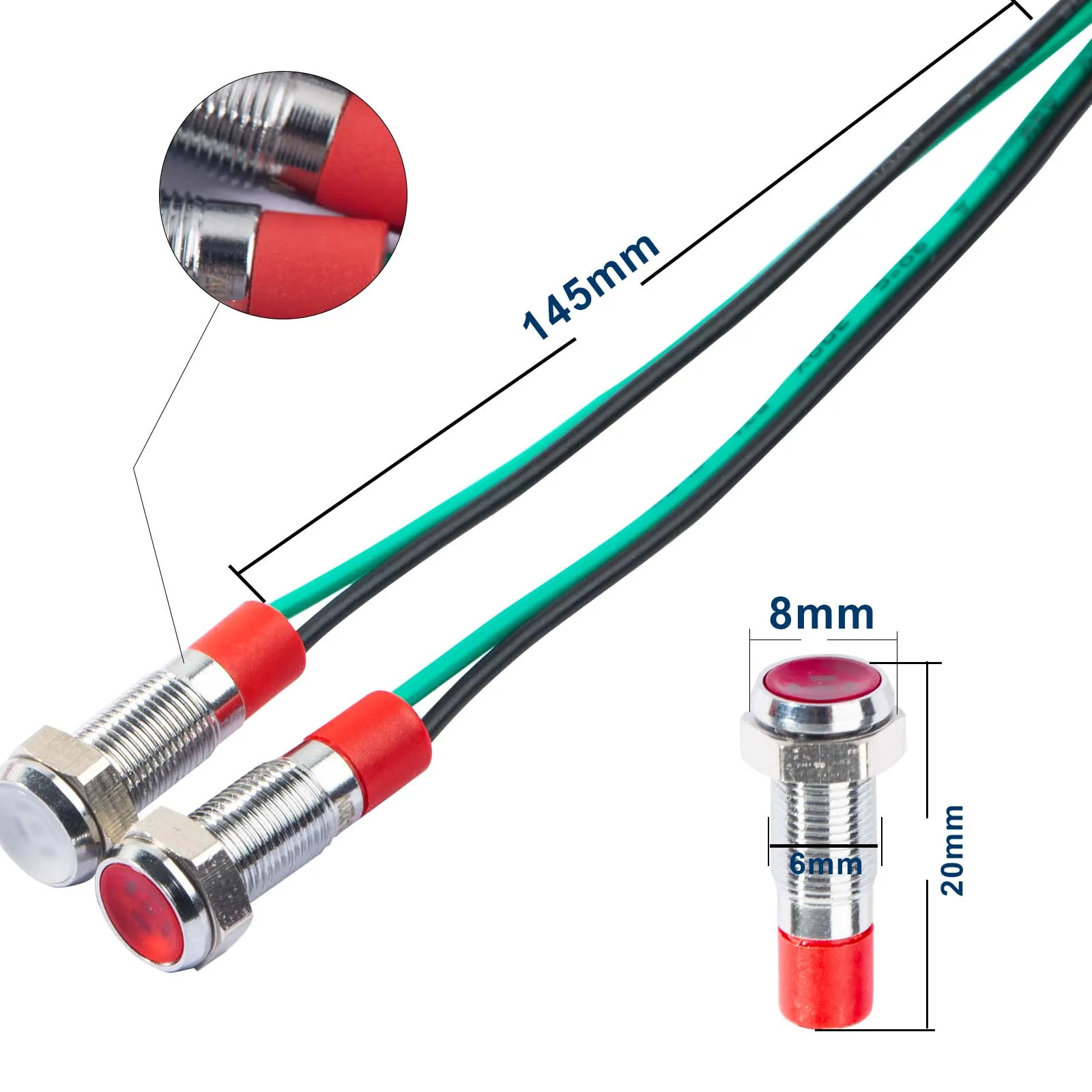 Led Lamp Beads 5pcs 6mm Led Metal Indicator Light 12v-24v 110v-220v